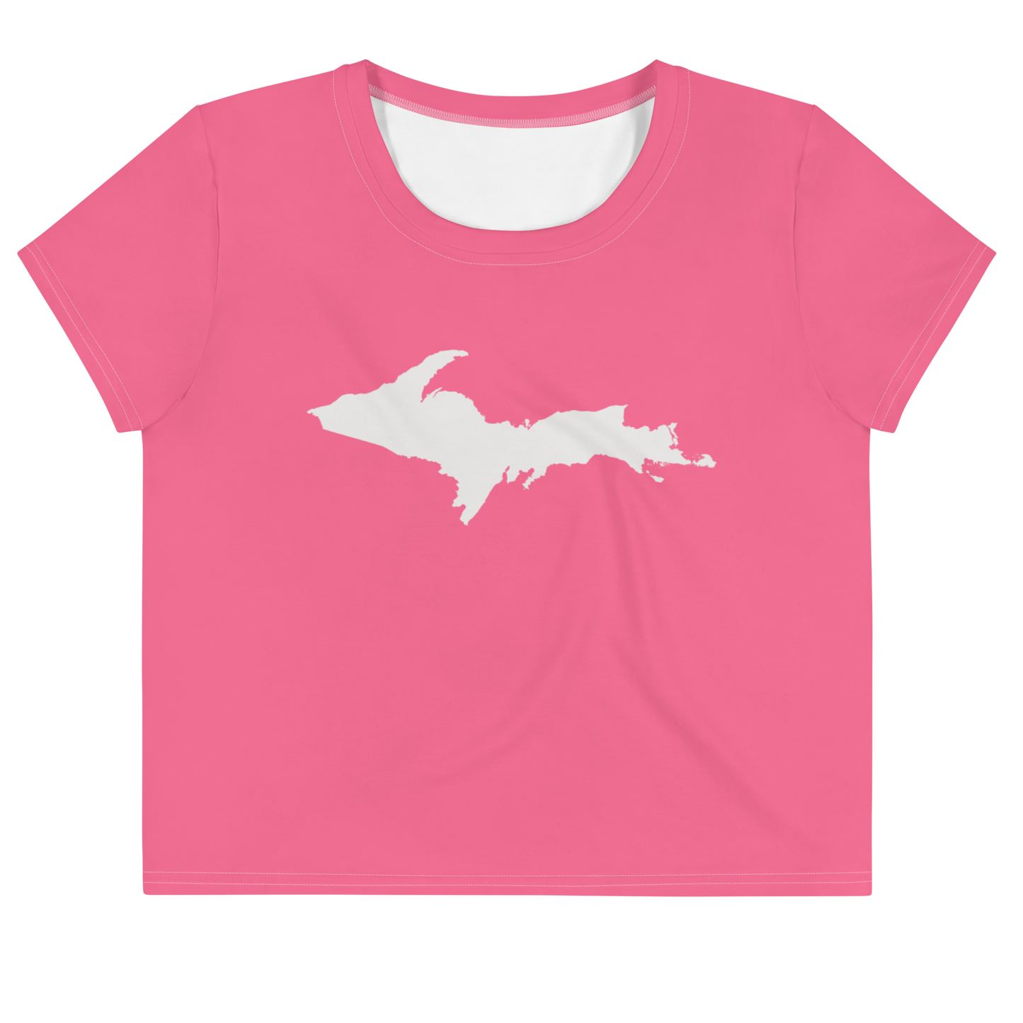 Michigan Upper Peninsula Crop Top (w/ UP Outline) | Sporty - Rhodochrosite Pink