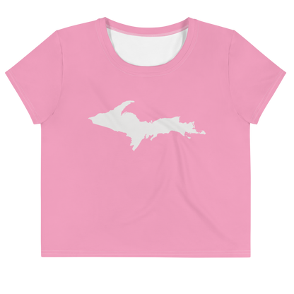 Michigan Upper Peninsula Crop Top (w/ UP Outline) | Sporty - '67 Caddie Pink