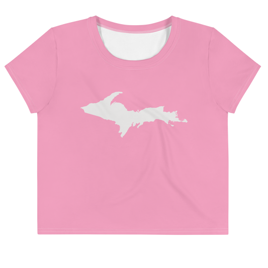 Michigan Upper Peninsula Crop Top (w/ UP Outline) | Sporty - '67 Caddie Pink