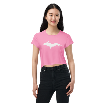 Michigan Upper Peninsula Crop Top (w/ UP Outline) | Sporty - '67 Caddie Pink