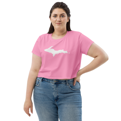 Michigan Upper Peninsula Crop Top (w/ UP Outline) | Sporty - '67 Caddie Pink