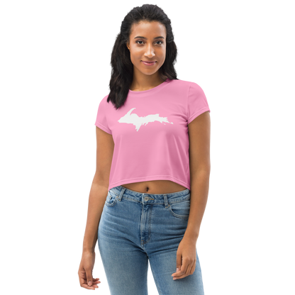 Michigan Upper Peninsula Crop Top (w/ UP Outline) | Sporty - '67 Caddie Pink