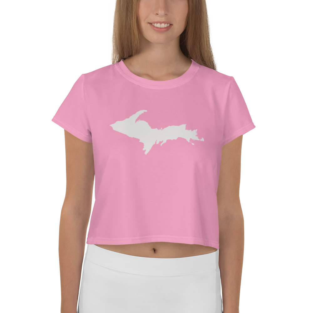 Michigan Upper Peninsula Crop Top (w/ UP Outline) | Sporty - '67 Caddie Pink