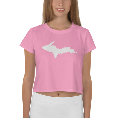 Michigan Upper Peninsula Crop Top (w/ UP Outline) | Sporty - '67 Caddie Pink