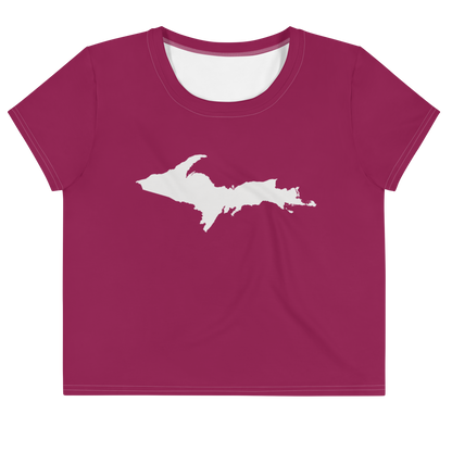 Michigan Upper Peninsula Crop Top (w/ UP Outline) | Sporty - Ruby Red