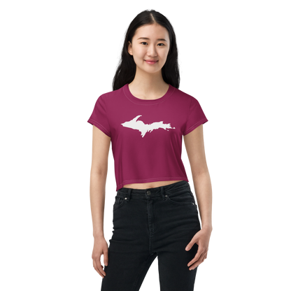 Michigan Upper Peninsula Crop Top (w/ UP Outline) | Sporty - Ruby Red