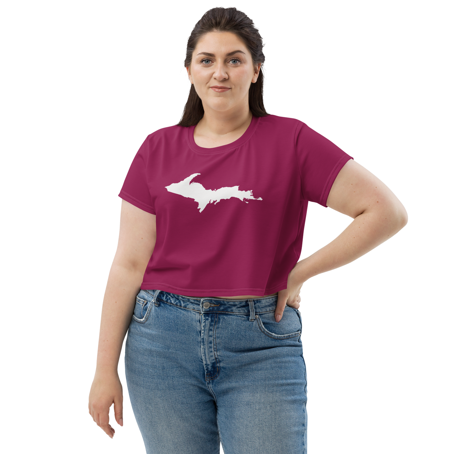 Michigan Upper Peninsula Crop Top (w/ UP Outline) | Sporty - Ruby Red