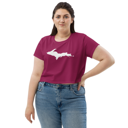 Michigan Upper Peninsula Crop Top (w/ UP Outline) | Sporty - Ruby Red