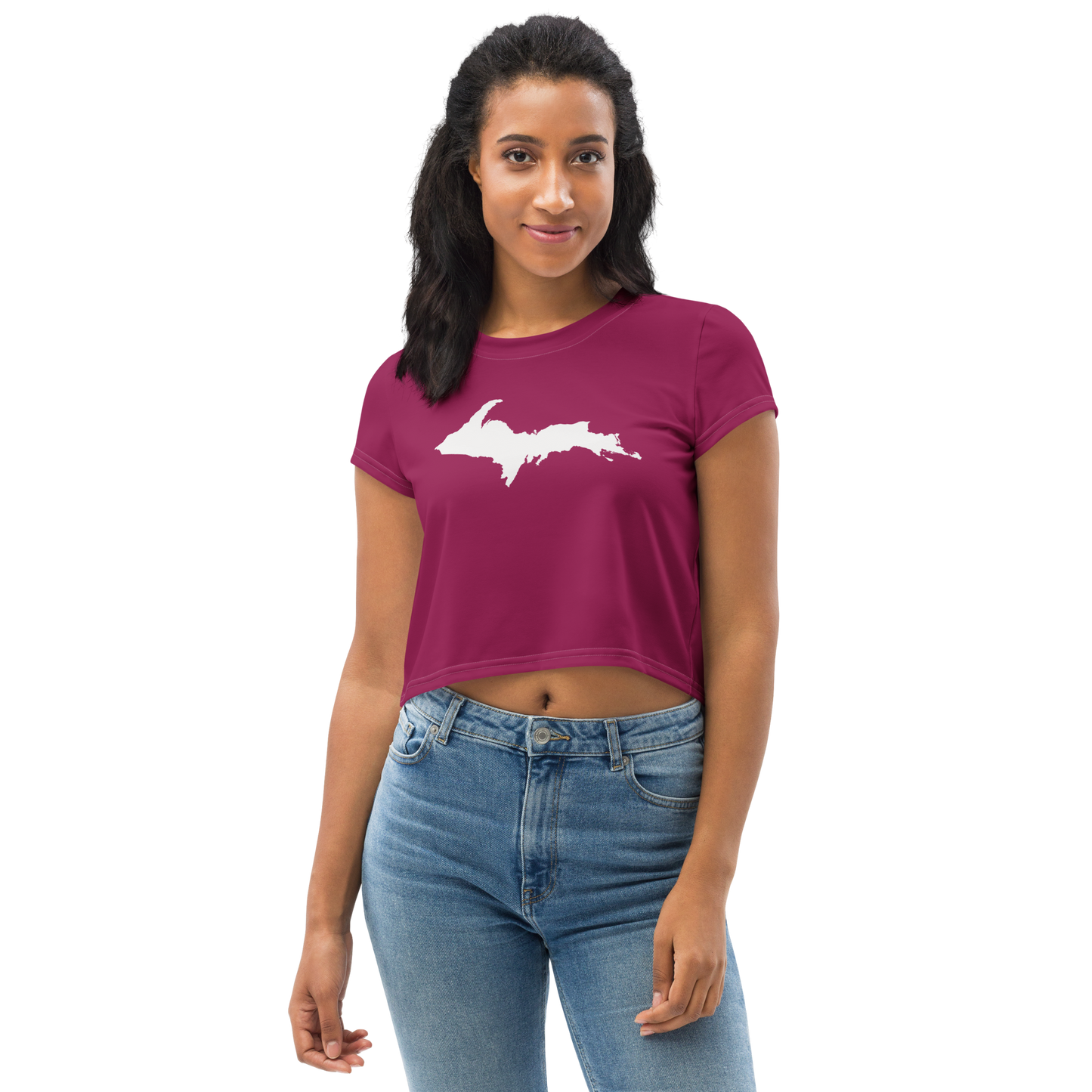 Michigan Upper Peninsula Crop Top (w/ UP Outline) | Sporty - Ruby Red