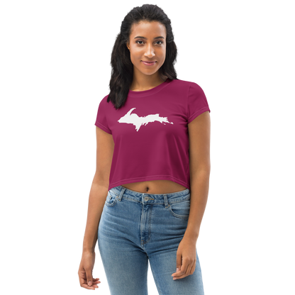 Michigan Upper Peninsula Crop Top (w/ UP Outline) | Sporty - Ruby Red