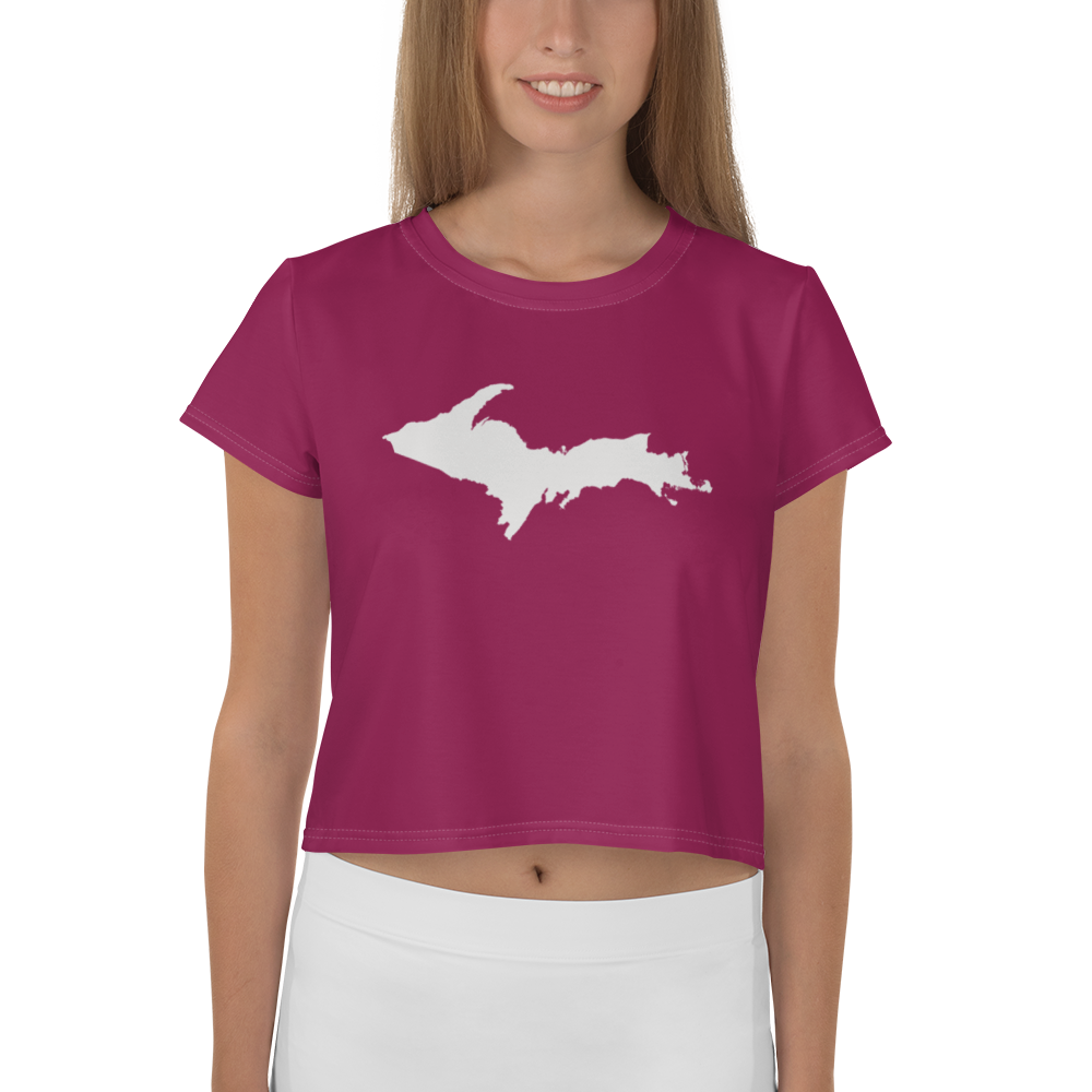 Michigan Upper Peninsula Crop Top (w/ UP Outline) | Sporty - Ruby Red