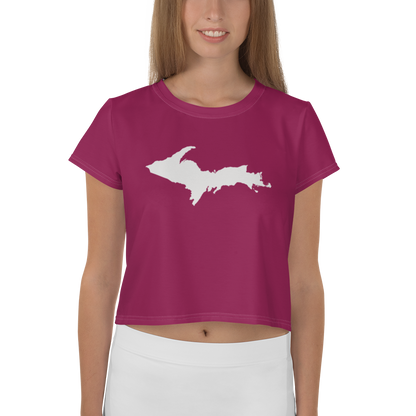 Michigan Upper Peninsula Crop Top (w/ UP Outline) | Sporty - Ruby Red