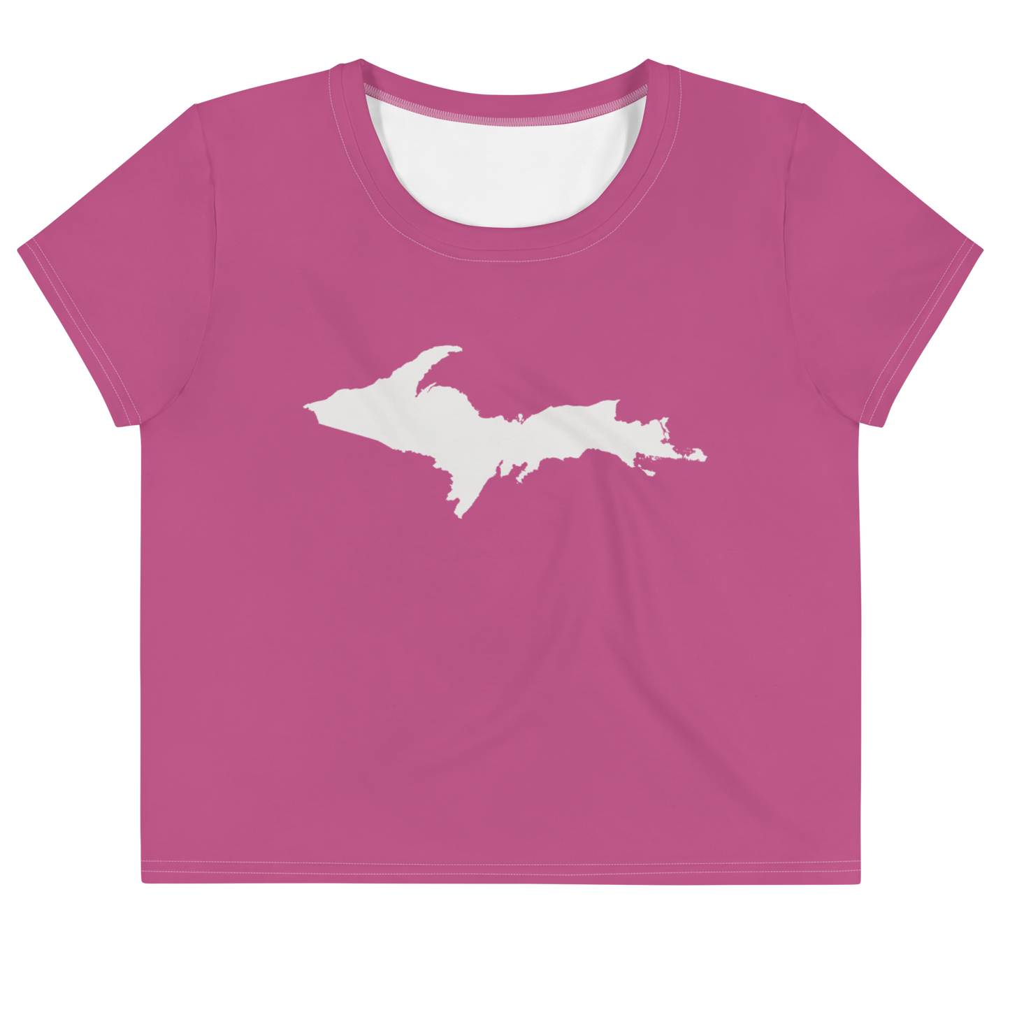 Michigan Upper Peninsula Crop Top (w/ UP Outline) | Sporty - Apple Blossom Pink