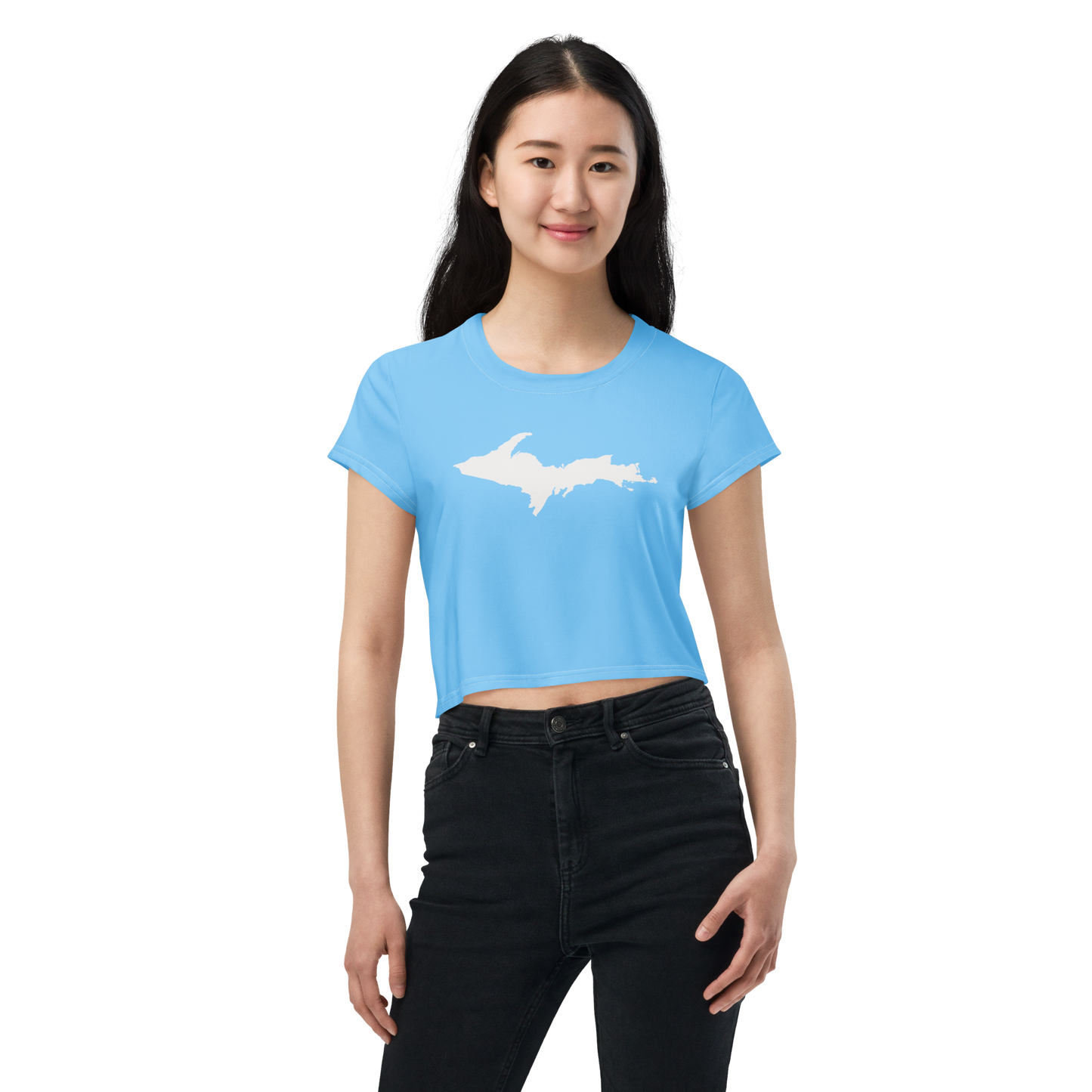 Michigan Upper Peninsula Crop Top (w/ UP Outline) | Sporty - DTW Blue