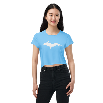 Michigan Upper Peninsula Crop Top (w/ UP Outline) | Sporty - DTW Blue