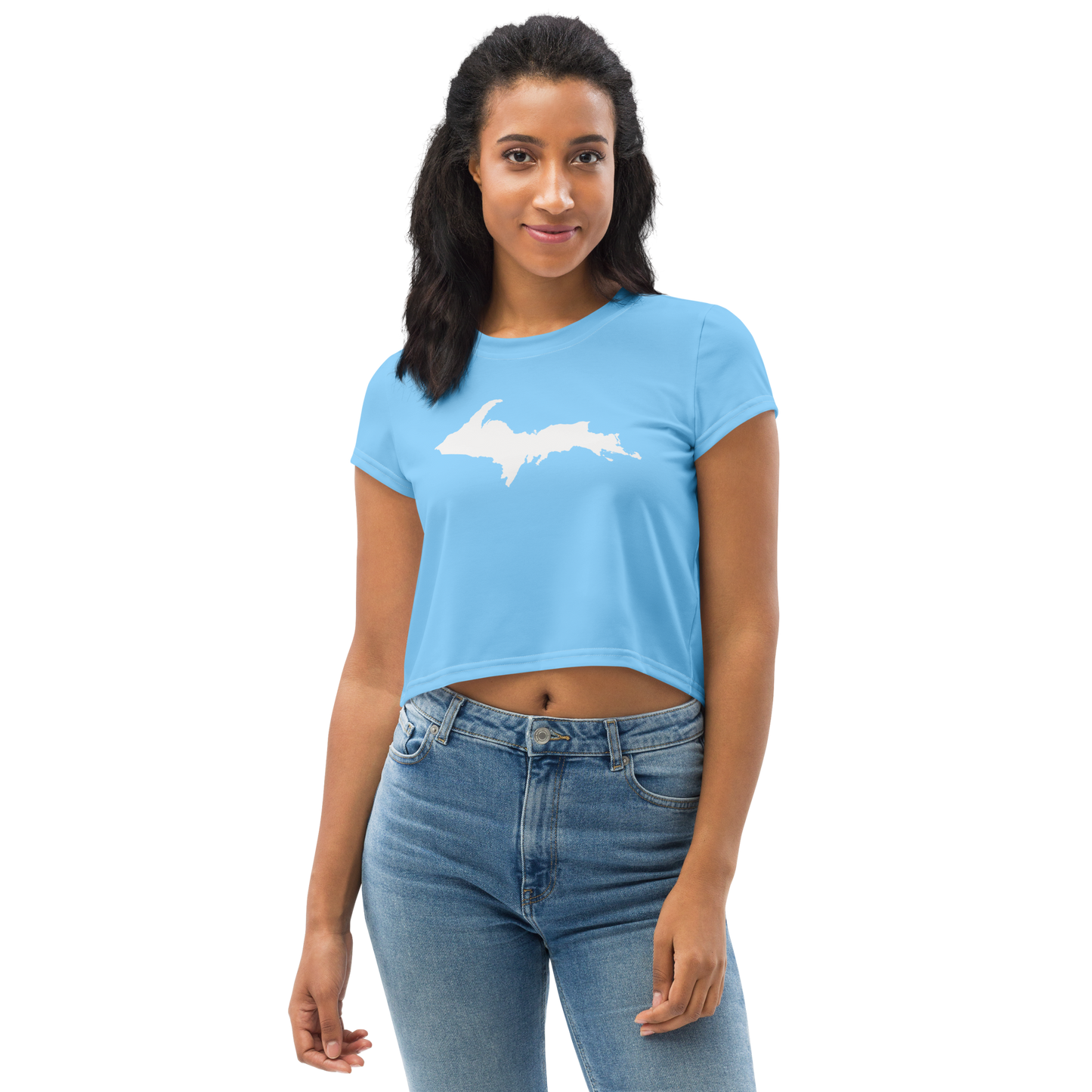 Michigan Upper Peninsula Crop Top (w/ UP Outline) | Sporty - DTW Blue