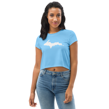 Michigan Upper Peninsula Crop Top (w/ UP Outline) | Sporty - DTW Blue