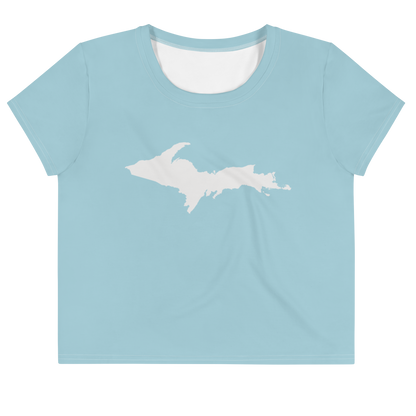 Michigan Upper Peninsula Crop Top (w/ UP Outline) | Sporty - '58 Caddie Blue