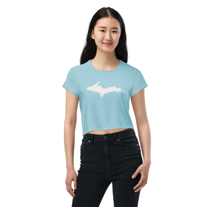 Michigan Upper Peninsula Crop Top (w/ UP Outline) | Sporty - '58 Caddie Blue