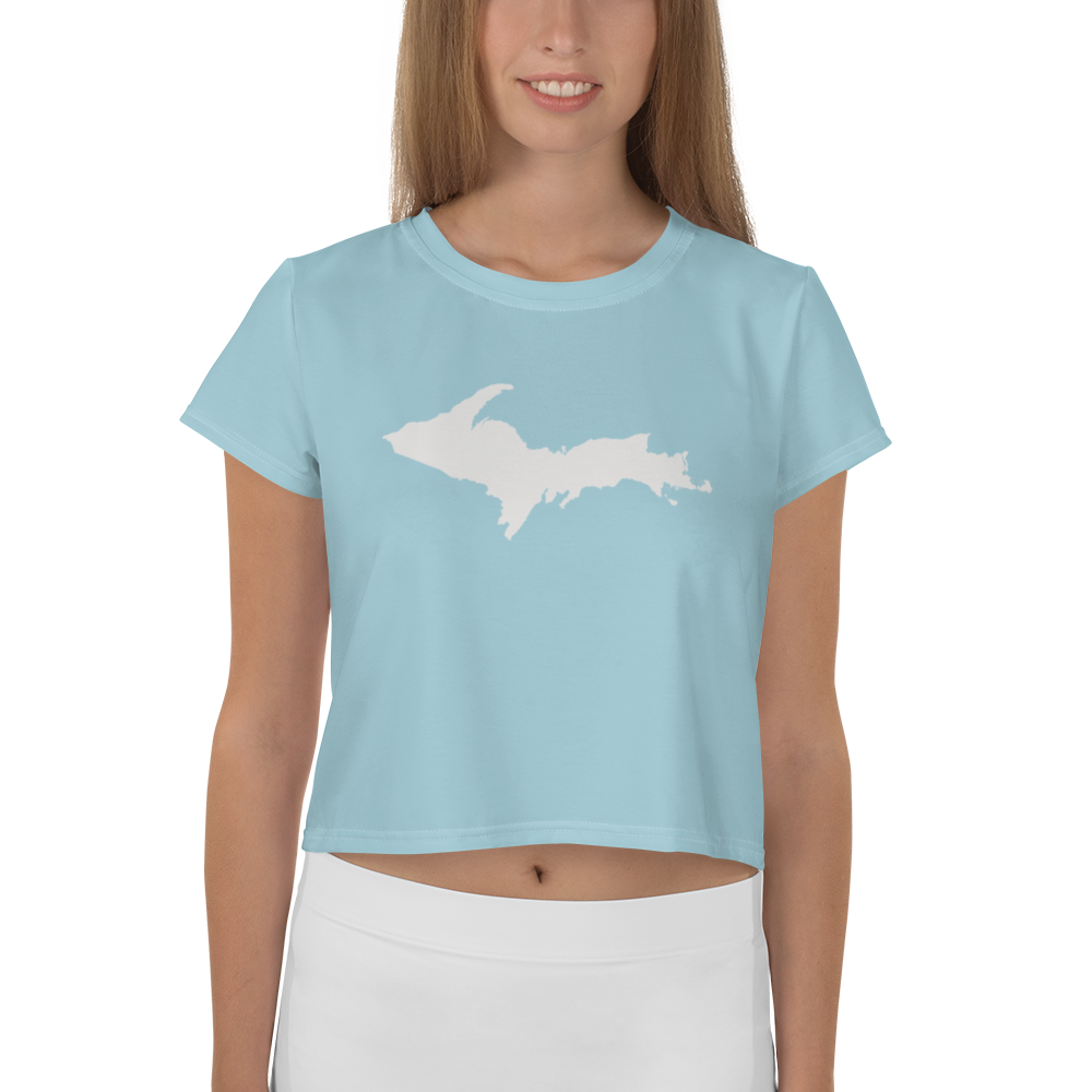 Michigan Upper Peninsula Crop Top (w/ UP Outline) | Sporty - '58 Caddie Blue