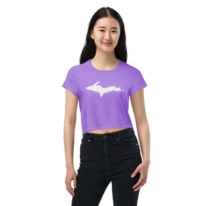 Michigan Upper Peninsula Crop Top (w/ UP Outline) | Sporty - Lavender