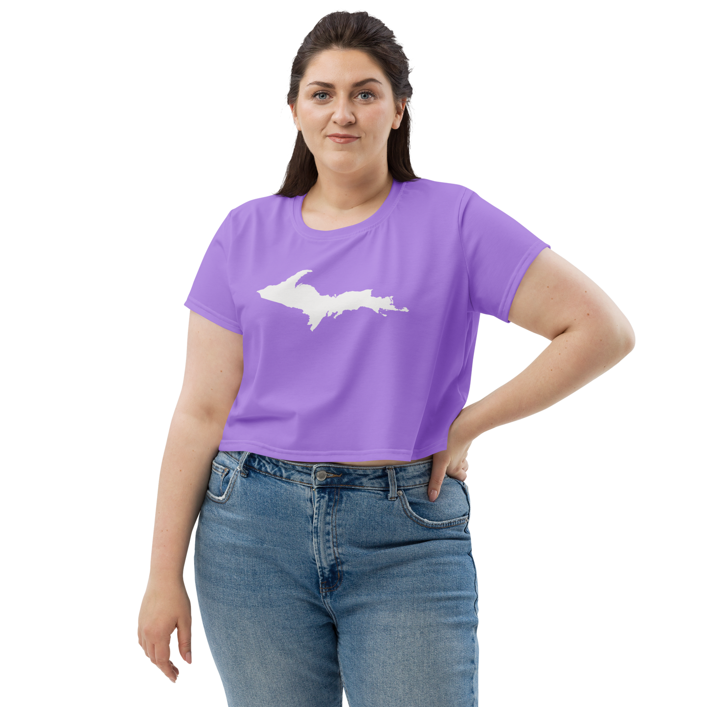 Michigan Upper Peninsula Crop Top (w/ UP Outline) | Sporty - Lavender