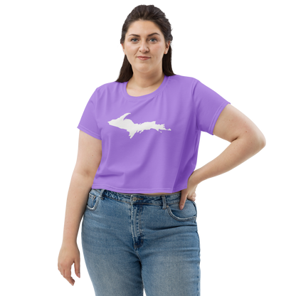 Michigan Upper Peninsula Crop Top (w/ UP Outline) | Sporty - Lavender