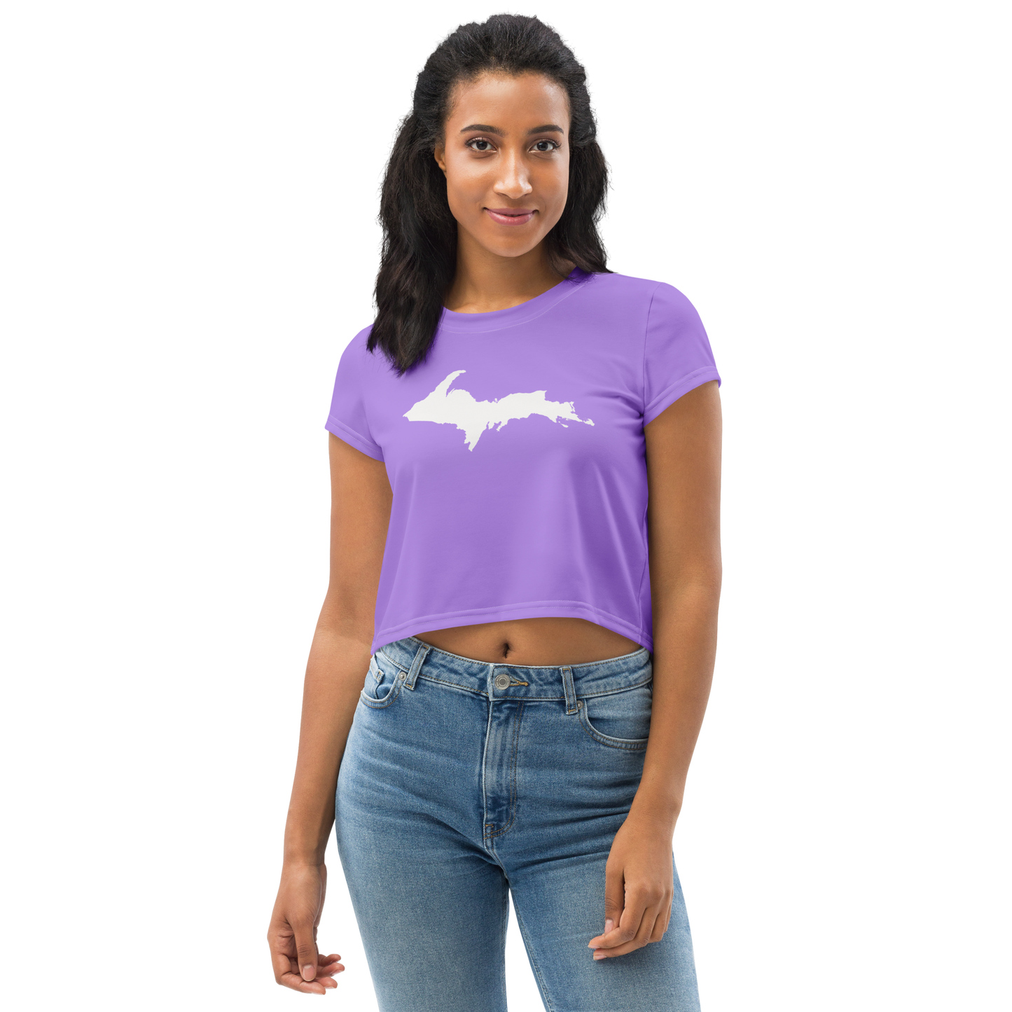 Michigan Upper Peninsula Crop Top (w/ UP Outline) | Sporty - Lavender