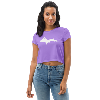 Michigan Upper Peninsula Crop Top (w/ UP Outline) | Sporty - Lavender