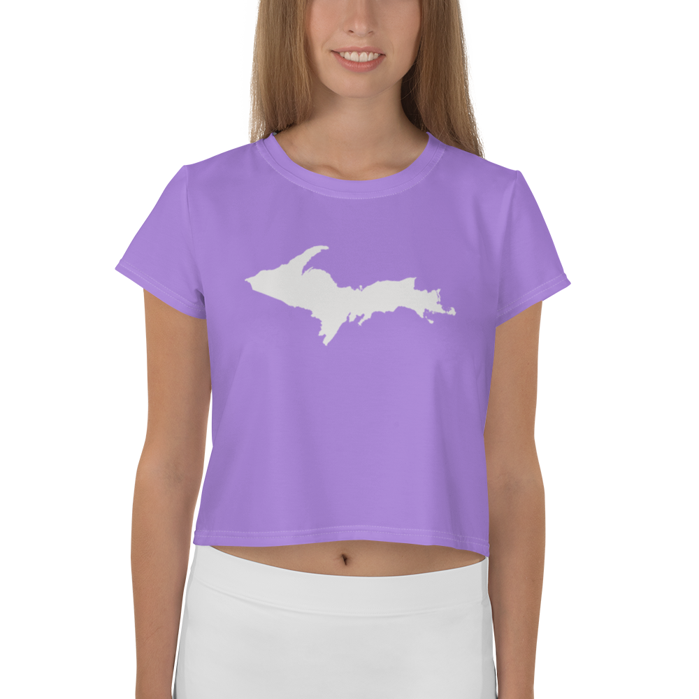 Michigan Upper Peninsula Crop Top (w/ UP Outline) | Sporty - Lavender