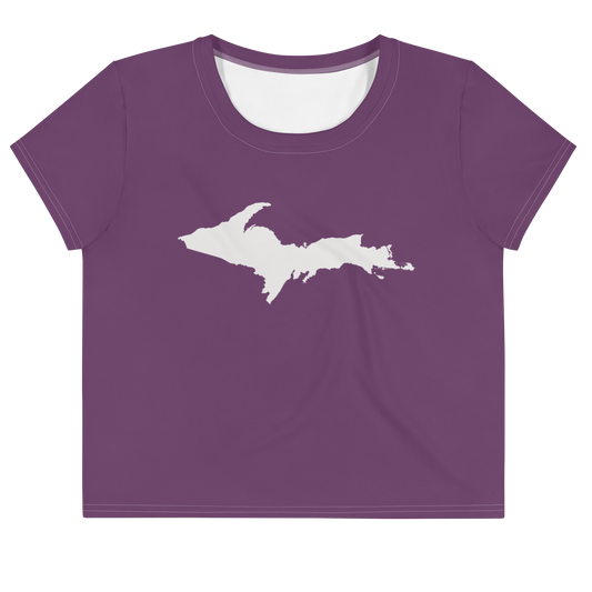 Michigan Upper Peninsula Crop Top (w/ UP Outline) | Sporty - Plum