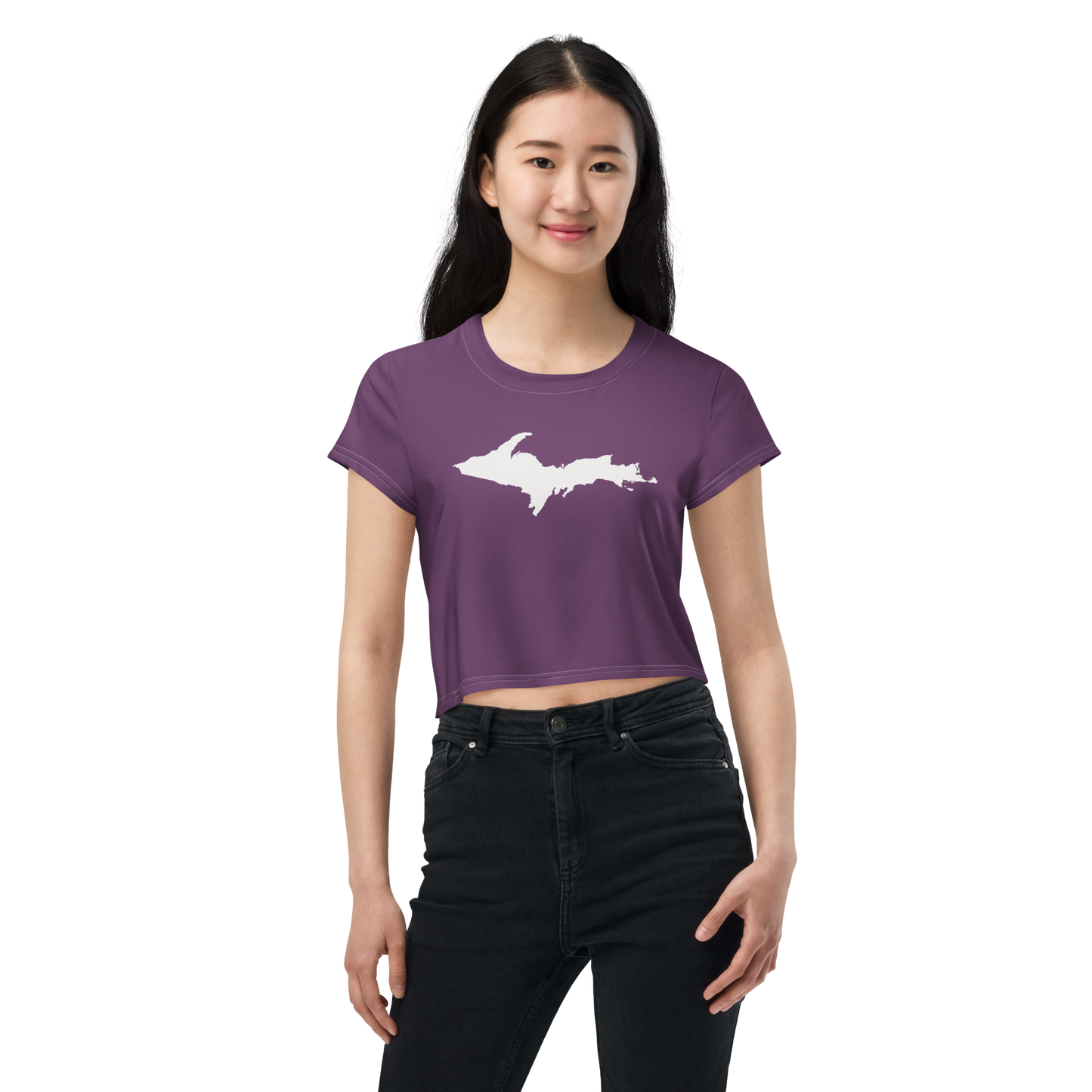 Michigan Upper Peninsula Crop Top (w/ UP Outline) | Sporty - Plum