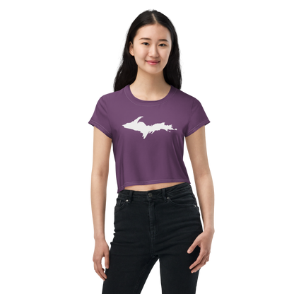 Michigan Upper Peninsula Crop Top (w/ UP Outline) | Sporty - Plum