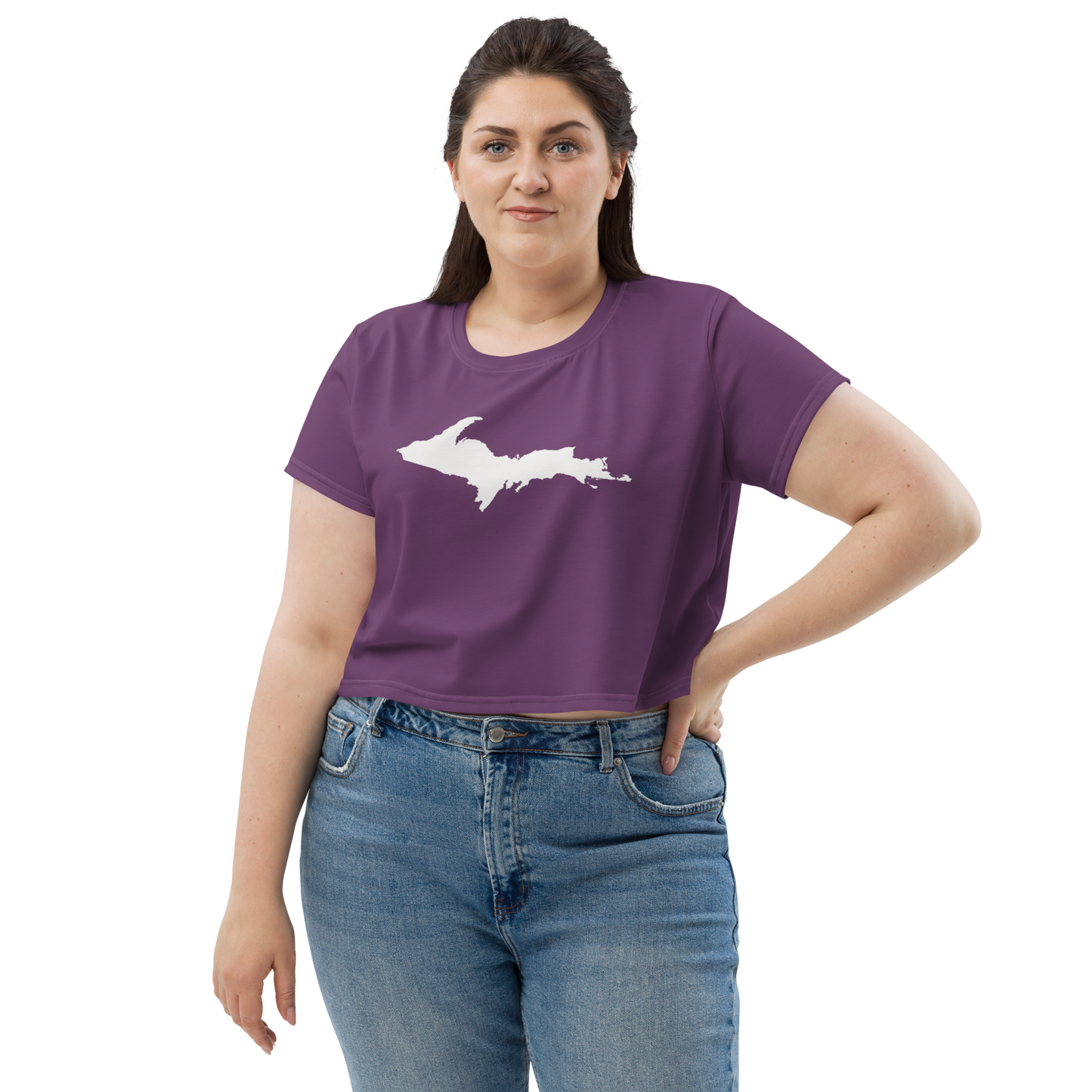 Michigan Upper Peninsula Crop Top (w/ UP Outline) | Sporty - Plum