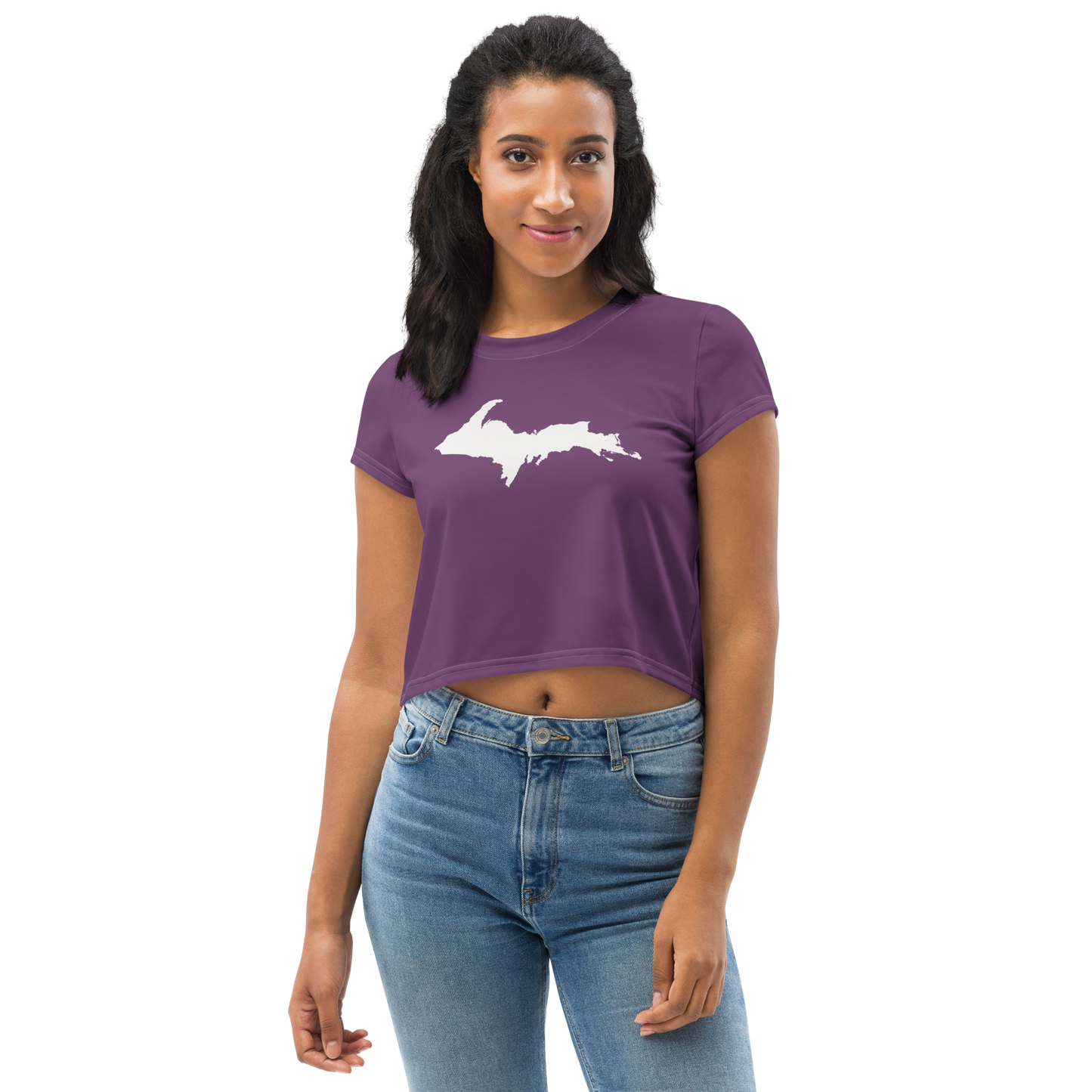 Michigan Upper Peninsula Crop Top (w/ UP Outline) | Sporty - Plum