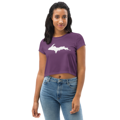 Michigan Upper Peninsula Crop Top (w/ UP Outline) | Sporty - Plum