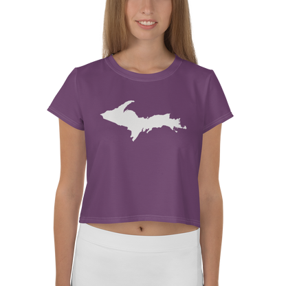 Michigan Upper Peninsula Crop Top (w/ UP Outline) | Sporty - Plum