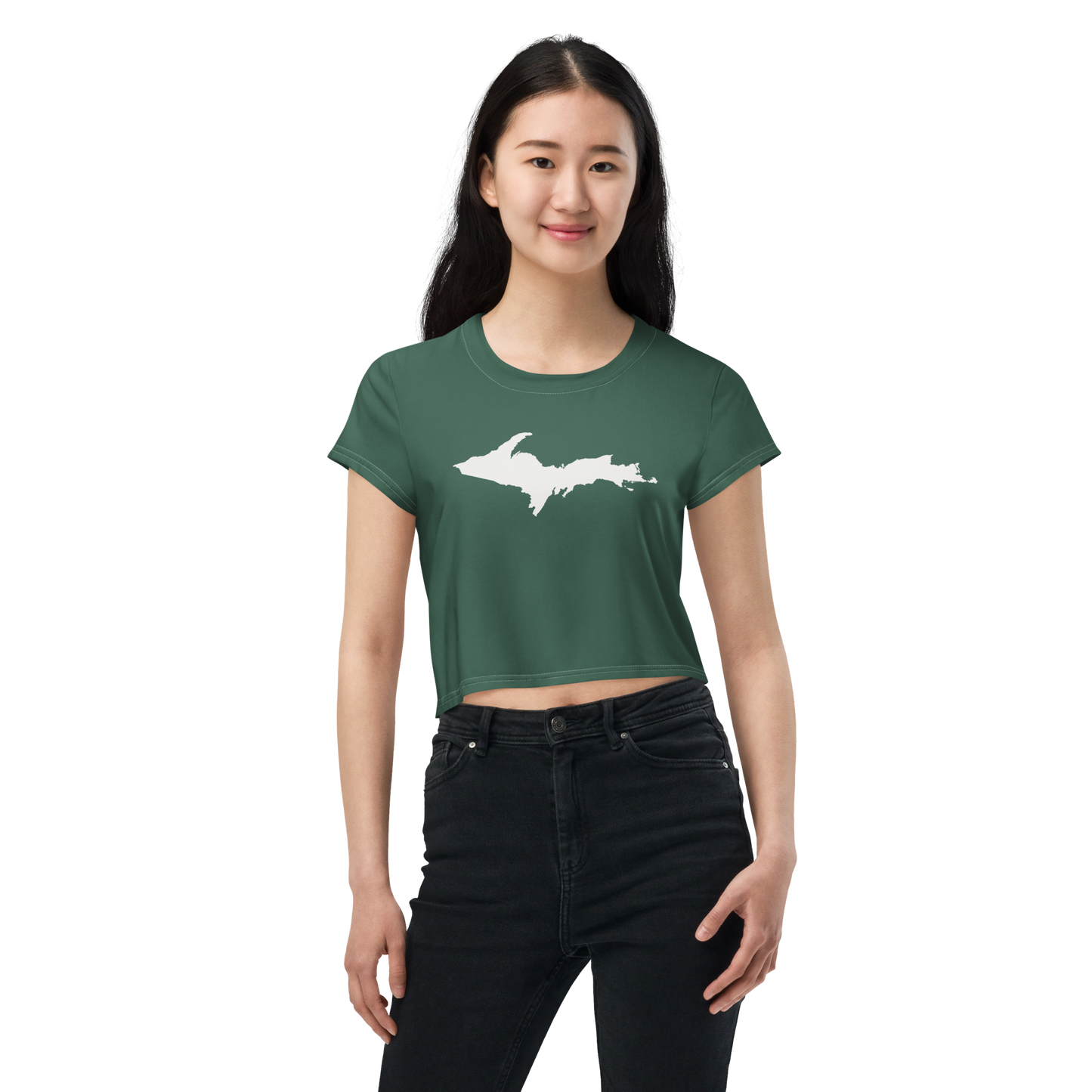 Michigan Upper Peninsula Crop Top (w/ UP Outline) | Sporty - Ginger Ale Green