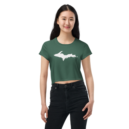 Michigan Upper Peninsula Crop Top (w/ UP Outline) | Sporty - Ginger Ale Green