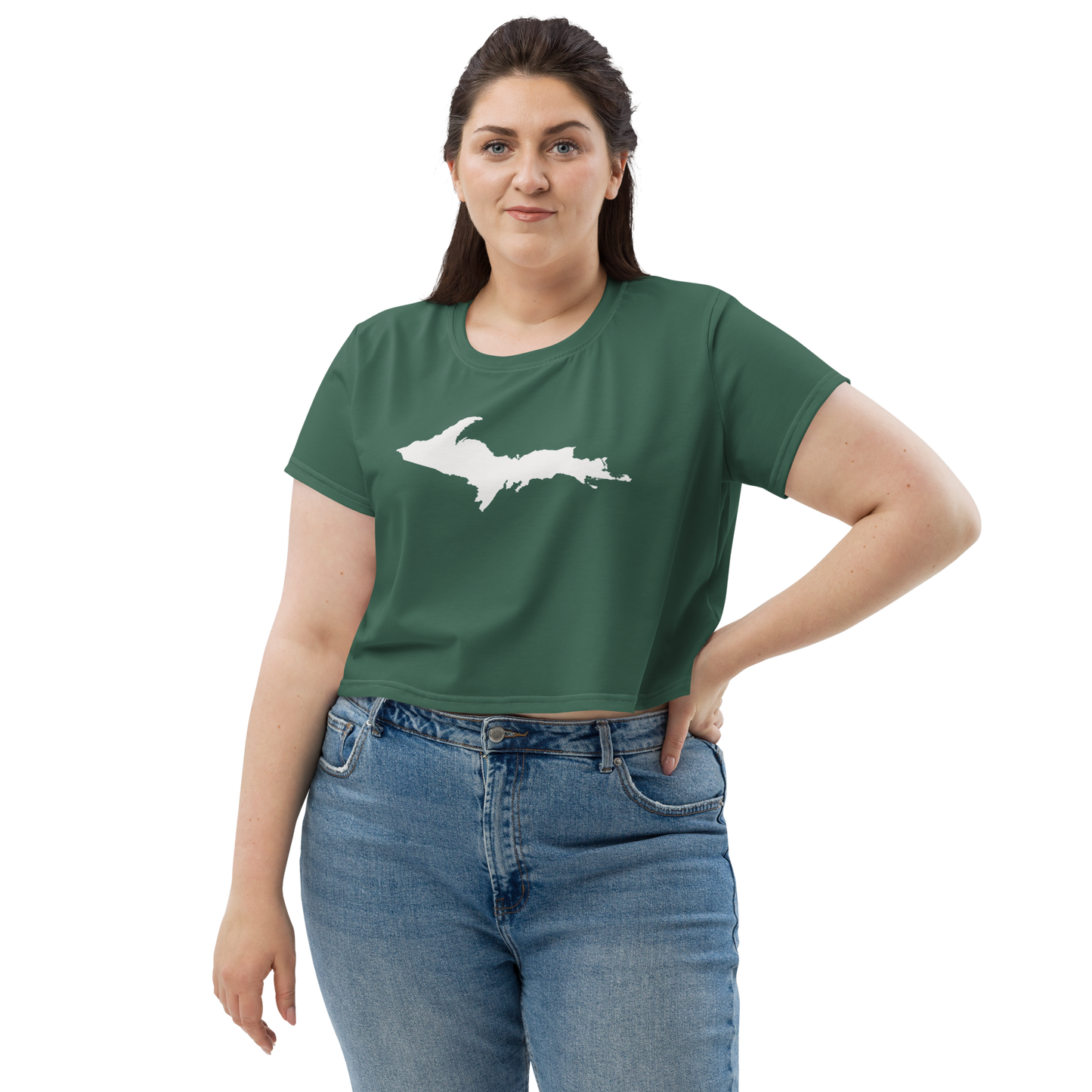 Michigan Upper Peninsula Crop Top (w/ UP Outline) | Sporty - Ginger Ale Green