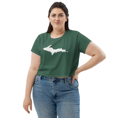 Michigan Upper Peninsula Crop Top (w/ UP Outline) | Sporty - Ginger Ale Green