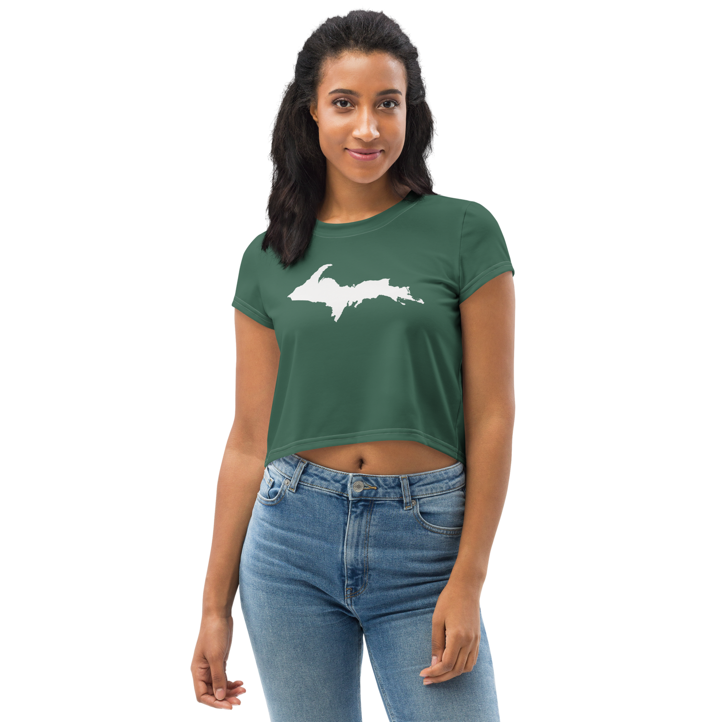 Michigan Upper Peninsula Crop Top (w/ UP Outline) | Sporty - Ginger Ale Green