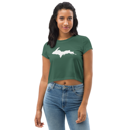 Michigan Upper Peninsula Crop Top (w/ UP Outline) | Sporty - Ginger Ale Green