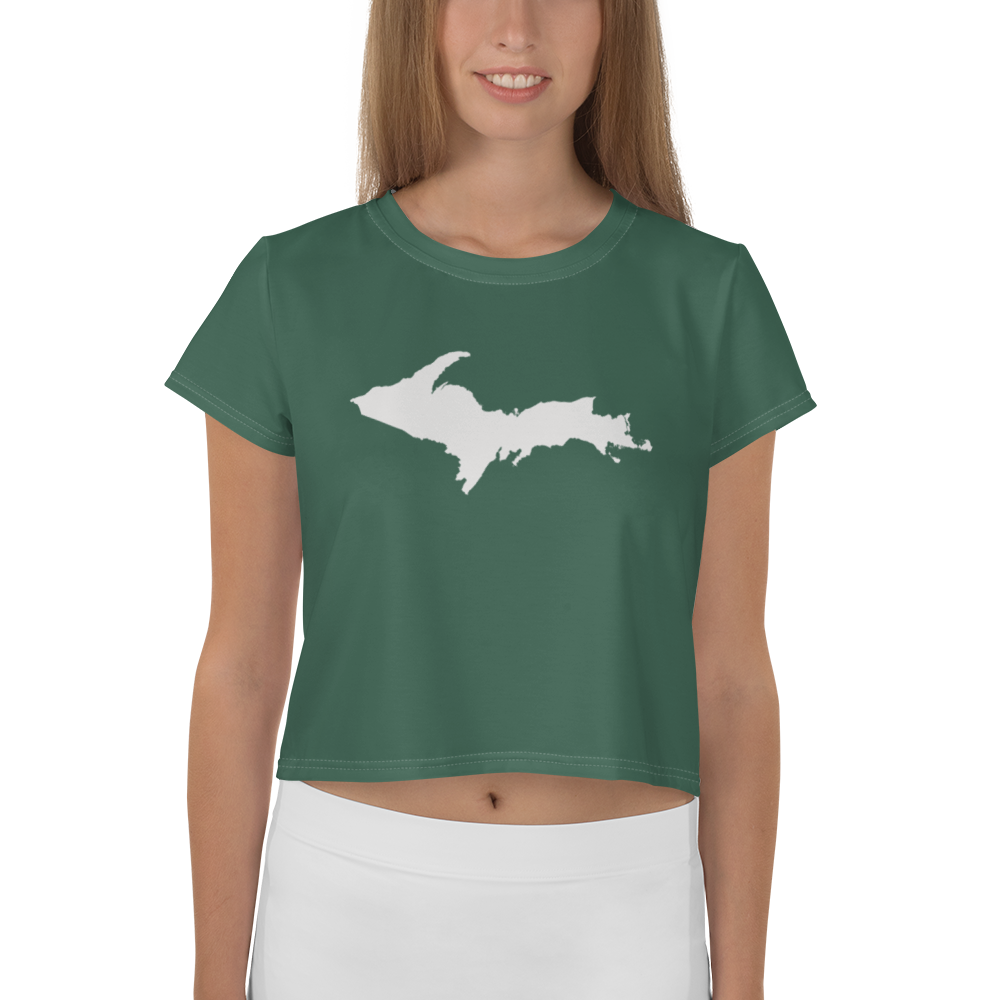 Michigan Upper Peninsula Crop Top (w/ UP Outline) | Sporty - Ginger Ale Green