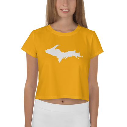 Michigan Upper Peninsula Crop Top (w/ UP Outline) | Sporty - Birch Leaf Orange