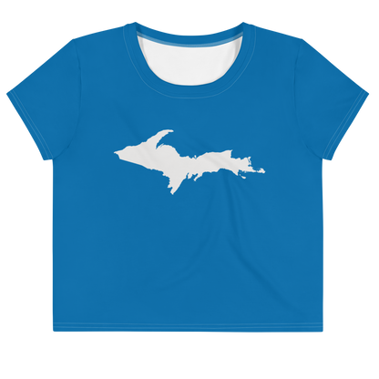 Michigan Upper Peninsula Crop Top (w/ UP Outline) | Sporty - Azure