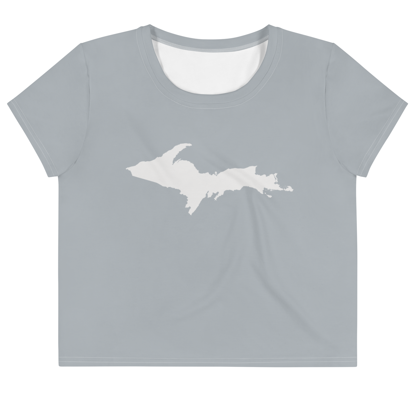 Michigan Upper Peninsula Crop Top (w/ UP Outline) | Sporty - Silver