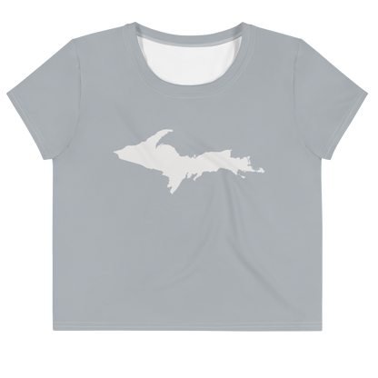 Michigan Upper Peninsula Crop Top (w/ UP Outline) | Sporty - Silver