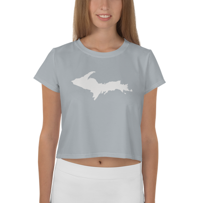 Michigan Upper Peninsula Crop Top (w/ UP Outline) | Sporty - Silver