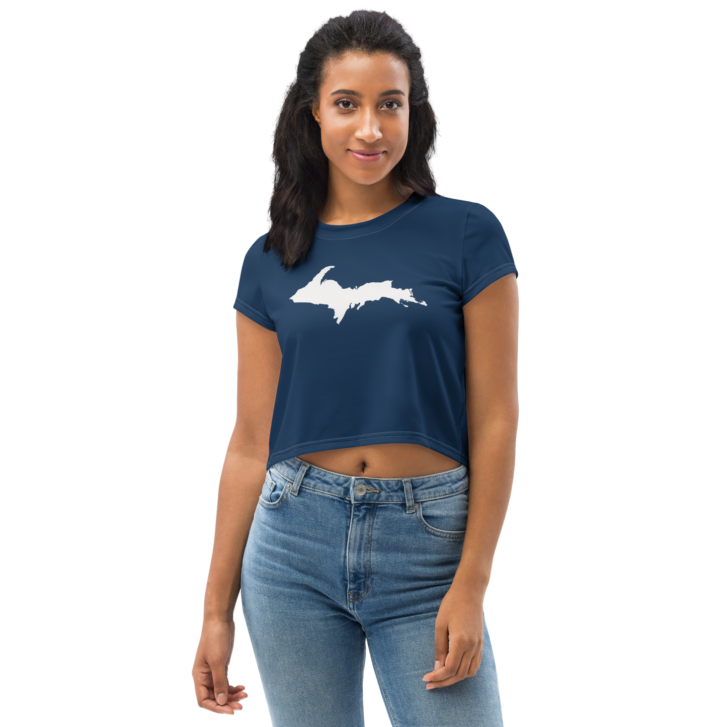 Michigan Upper Peninsula Crop Top (w/ UP Outline) | Sporty - Navy